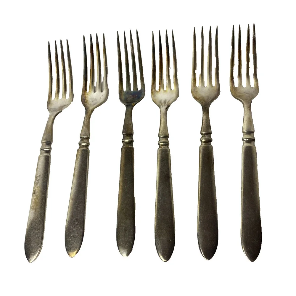 Antique Holmes & Edwards Forks Lot of 6 Silverplate Warranted 12
